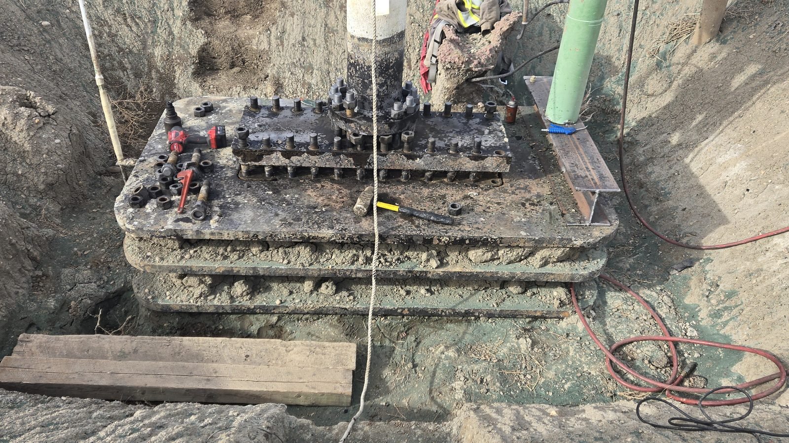 Pascal Valve crew servicing a pipeline valve manifold on-site in Alberta